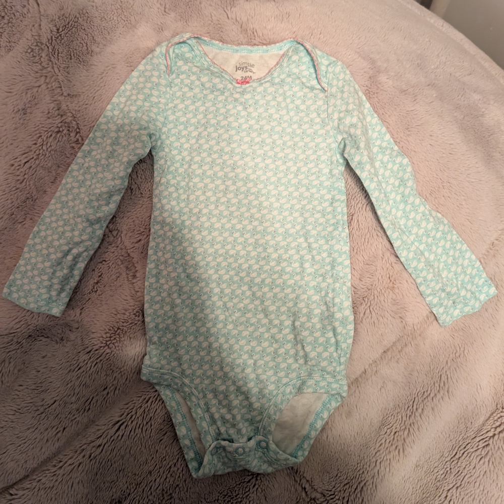Carter's Aqua Long Sleeve Baby Onesie